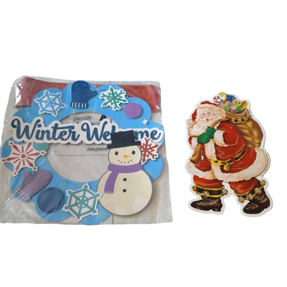 Christmas Window Clings Die Cuts Looney Tunes and More Vintage/Recent Lot CB3